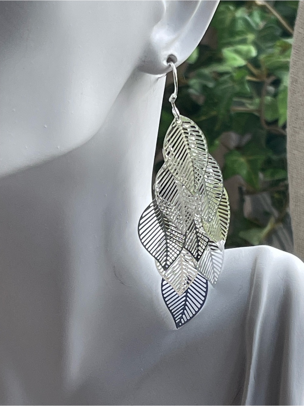 Silver Leaf Dangle Earrings - Women's Jewelry